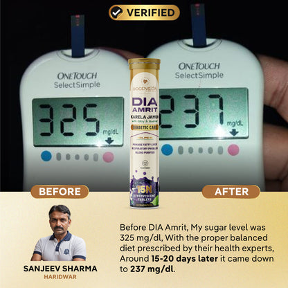 DiaAmrit Effervescent: Karela Jamun Juice for Diabetes Control