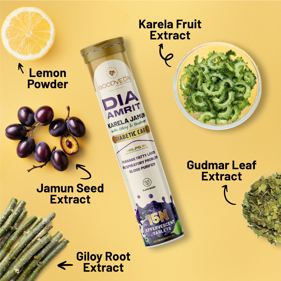 DiaAmrit Effervescent: Karela Jamun Juice for Diabetes Control